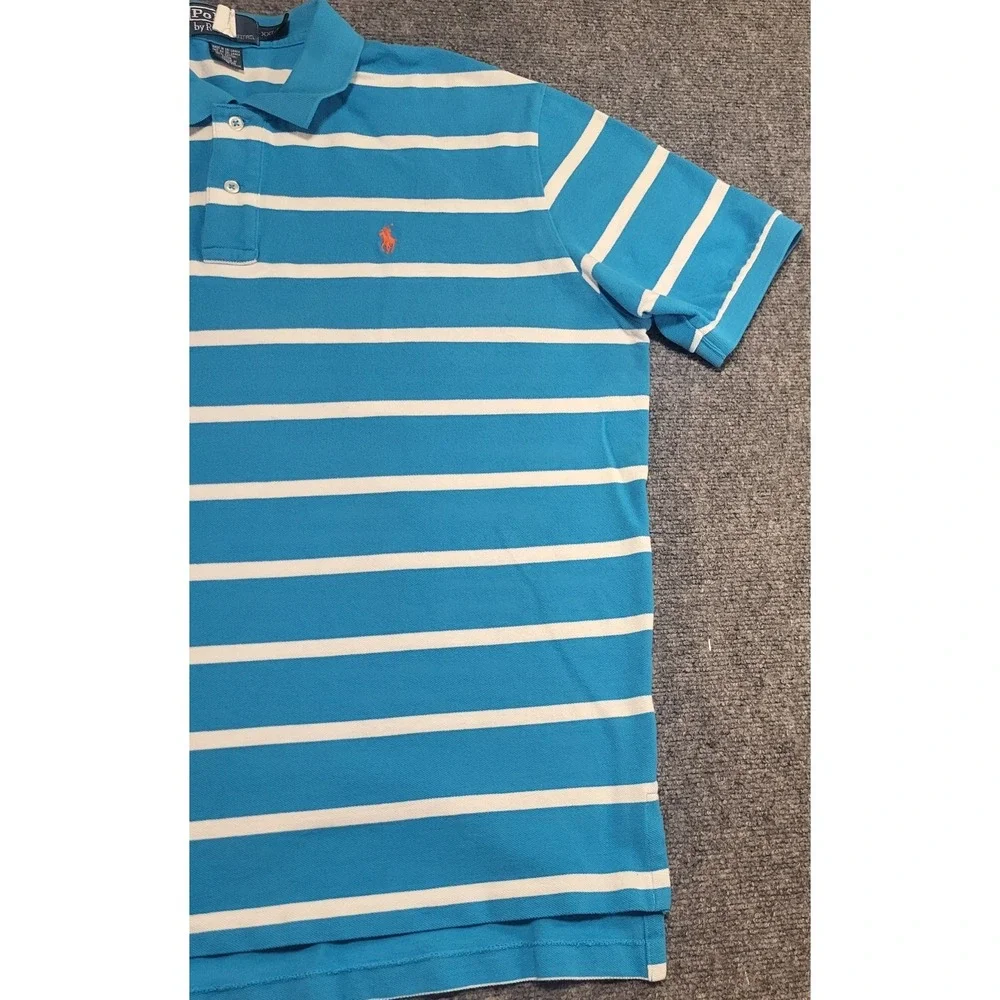 Polo Ralph Lauren Men's Short Sleeve Blue w/White Striped T-Shirt Size XX-Large
